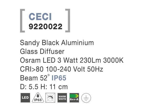 Vonkajšie bodové svetlá -  Novaluce Vonkajšie LED svietidlo Ceci 55 čierne