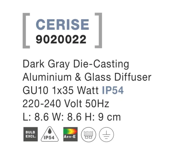 Vonkajšie nástenné svietidlá -  Novaluce Vonkajšie záhradné svietidlo Cerise A 9 tmavo sivé