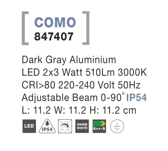 Vonkajšie nástenné svietidlá -  Novaluce Vonkajšie LED svietidlo Como 112 tmavo sivé