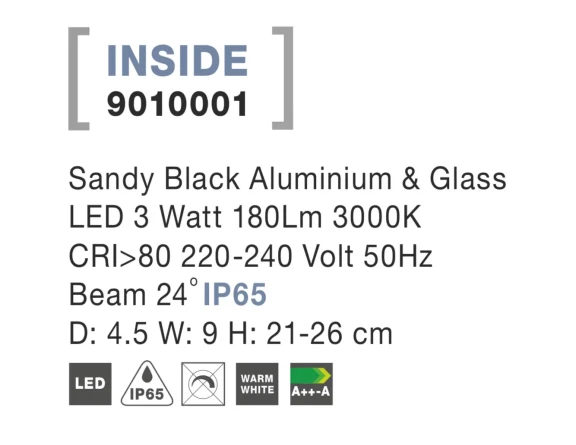 Vonkajšie lampy -  Novaluce Vonkajšie LED lampa Inside 45 čierne