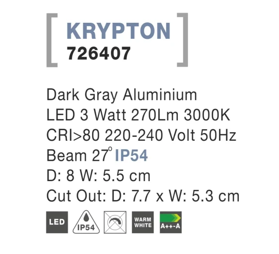 Vonkajšie orientačné svietidlá -  Novaluce Vonkajšie LED svietidlo Krypton A 8 tmavo sivé