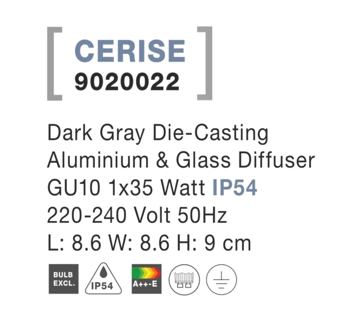 Vonkajšie nástenné svietidlá - Novaluce Vonkajšie záhradné svietidlo Cerise A 9 tmavo sivé