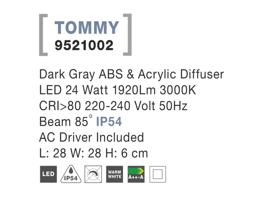 Vonkajšie stropné svietidlá - Novaluce Vonkajšie LED svietidlo Tommy 28 tmavo sivé
